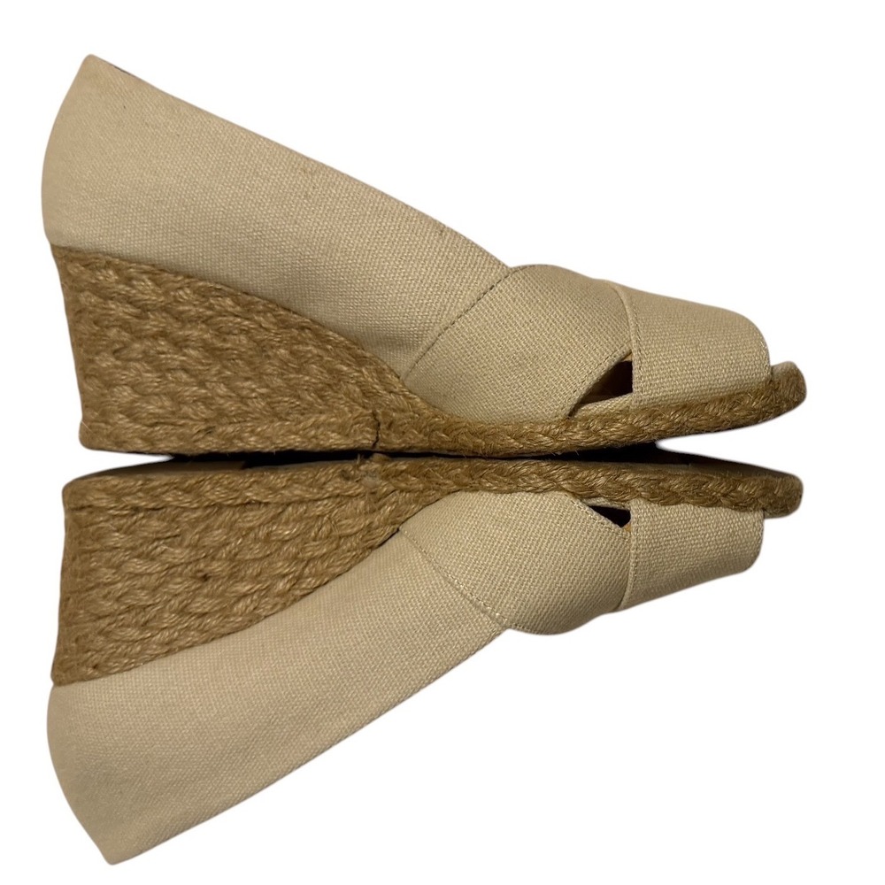 Adrienne Vittadini Bailee Beige Canvas Espadrille Wedge Sandals Womens 6.5M - Picture 3 of 12